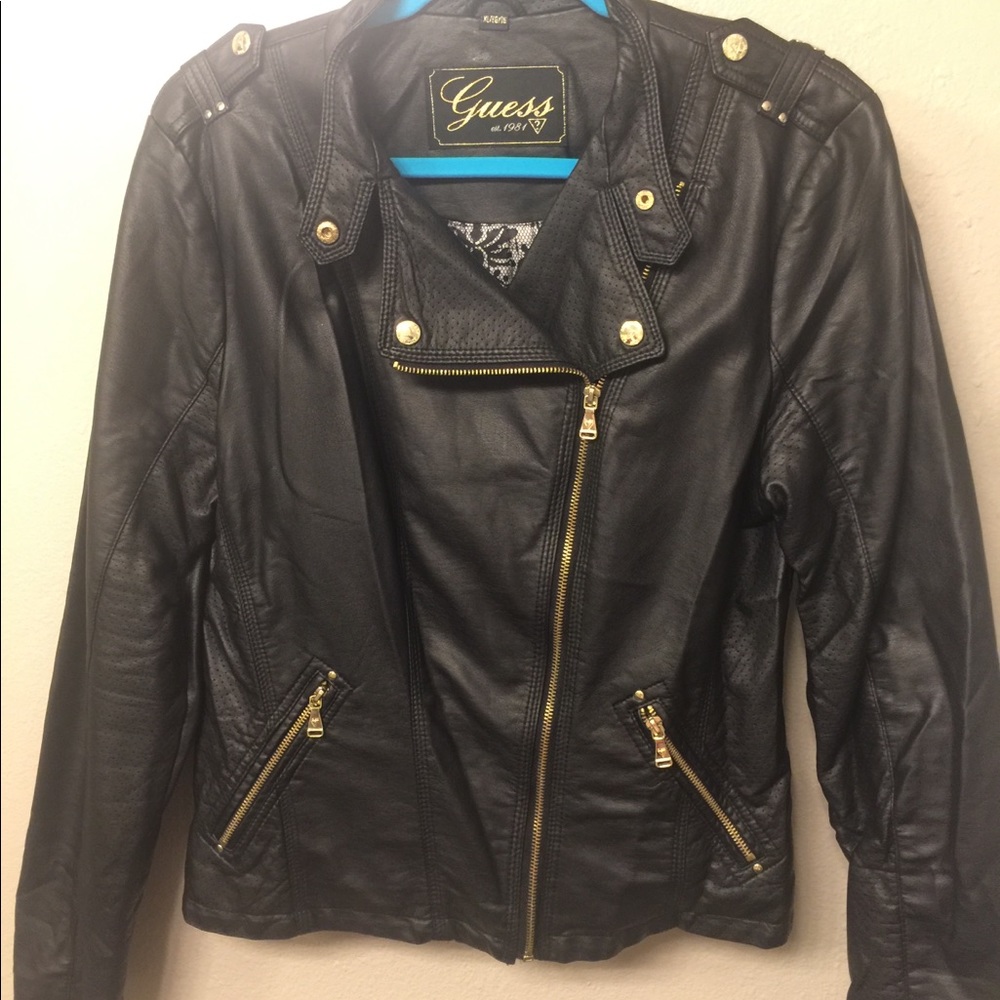 Guess Brand faux leather biker jacket XL
